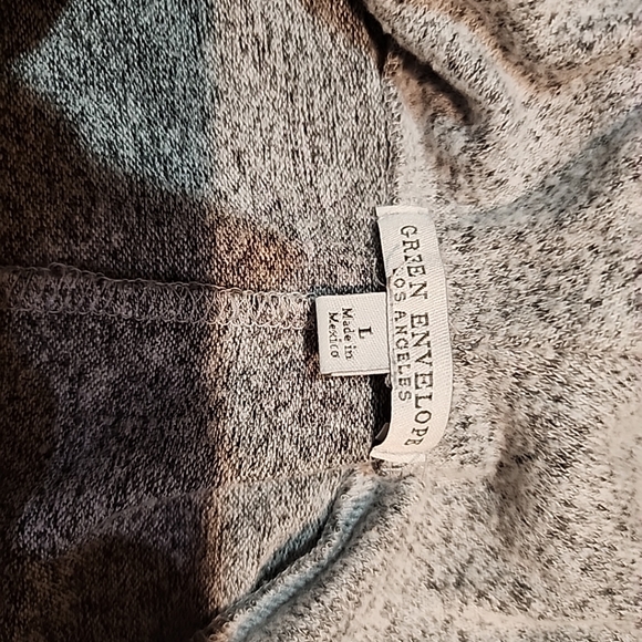 Green Envelope Los Angeles Sweatshirt,  Cowl Collar Gray Size L - Picture 2 of 16